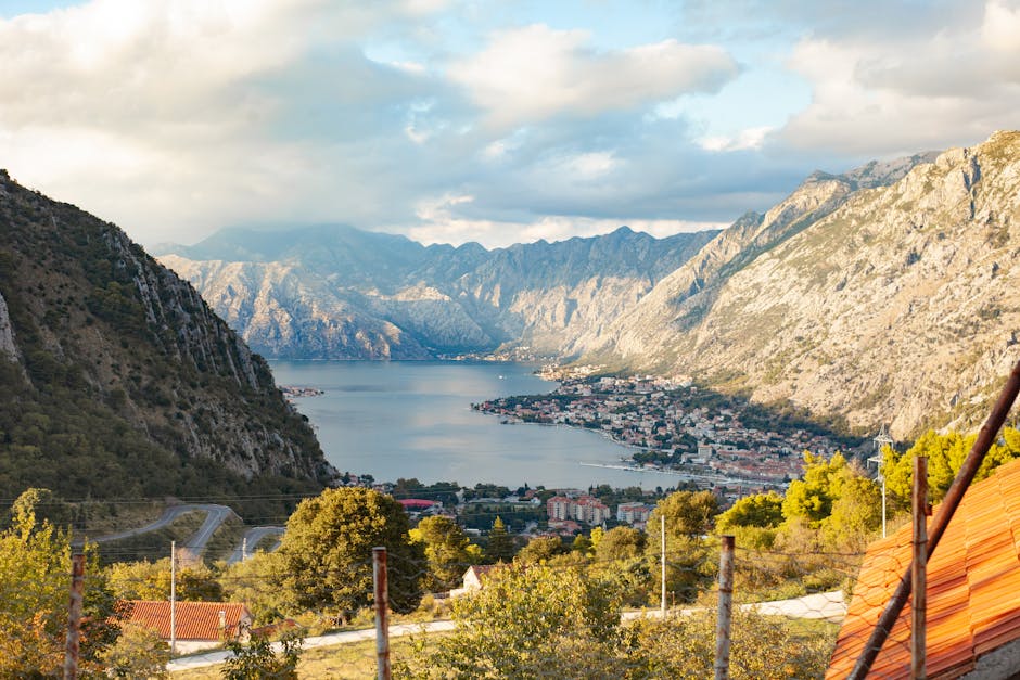 Panoramic view of Kotor Bay surrounded by dramatic Montenegrin mountains