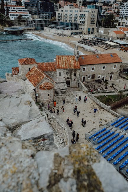 Rooftop view from Budva Citadel at sunset