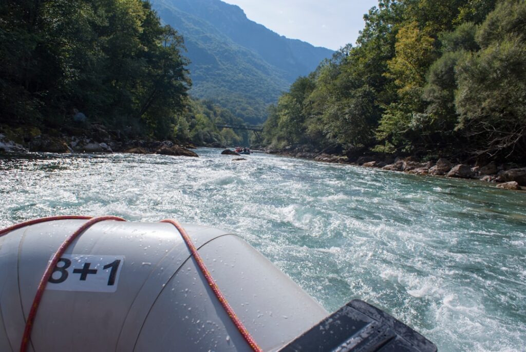 Rafting on the Tara River through the canyon