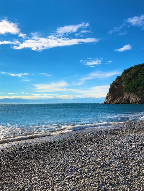 Pebble beach and blue Adriatic Sea near Budva, Montenegro