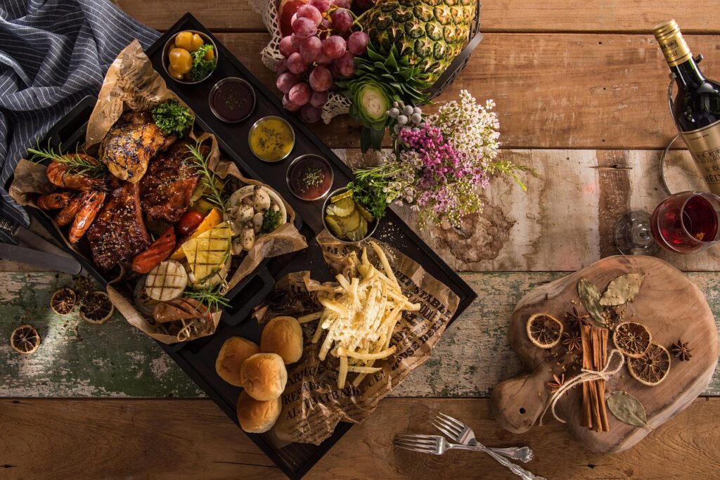 Coastal sunset dining table with wine in Montenegro