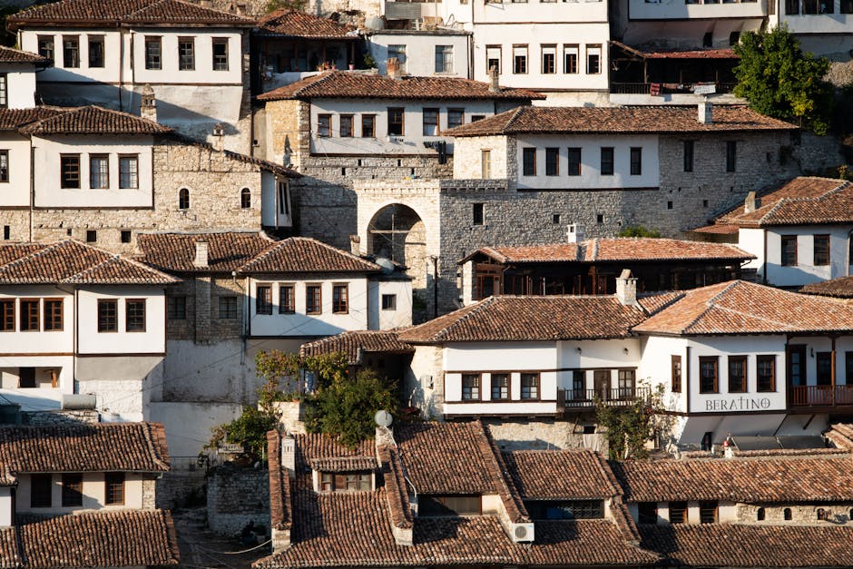 Berat old town guesthouse courtyard traditional