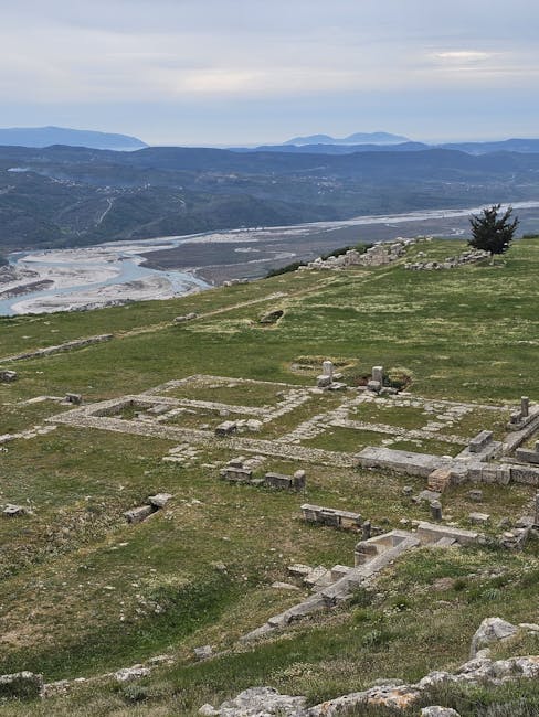 Butrint archaeological site ruins and lagoon view Sarande Albania