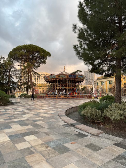 Skanderbeg Square at sunset Tirana Albania