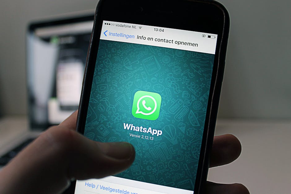 Smartphone con schermo che mostra l'icona WhatsApp aperta