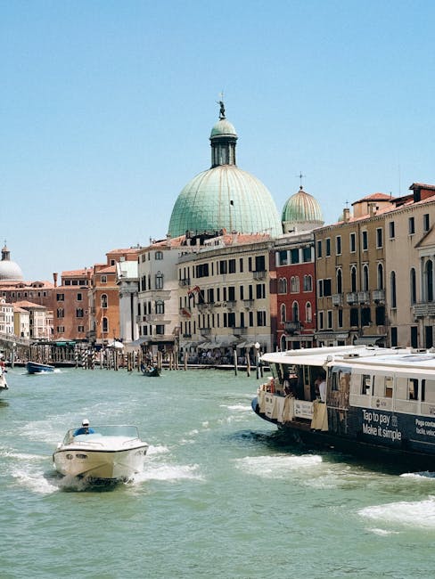 Piazzale Roma water taxi departure sunny day
