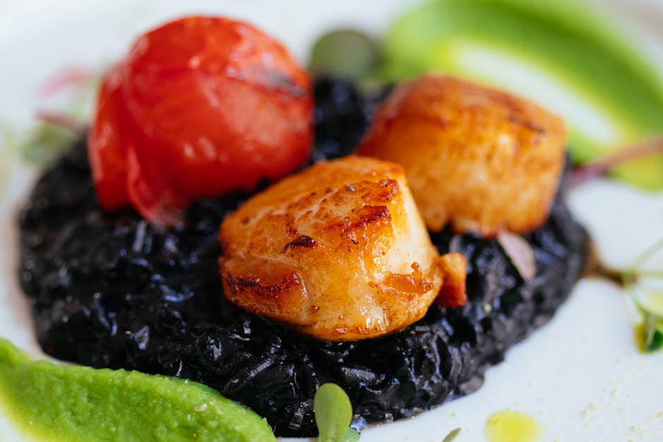 Close-up of risotto al nero di seppia