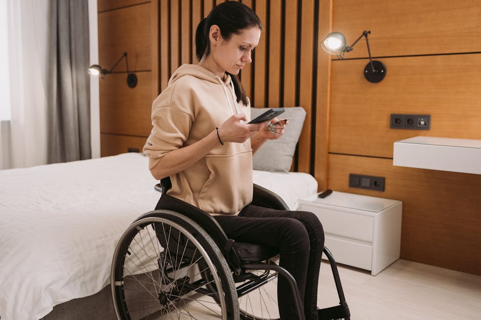 Accessible hotel room with roll-in shower