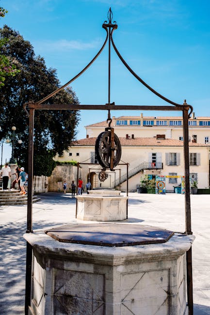 Five Wells Square with medieval wells and terraces