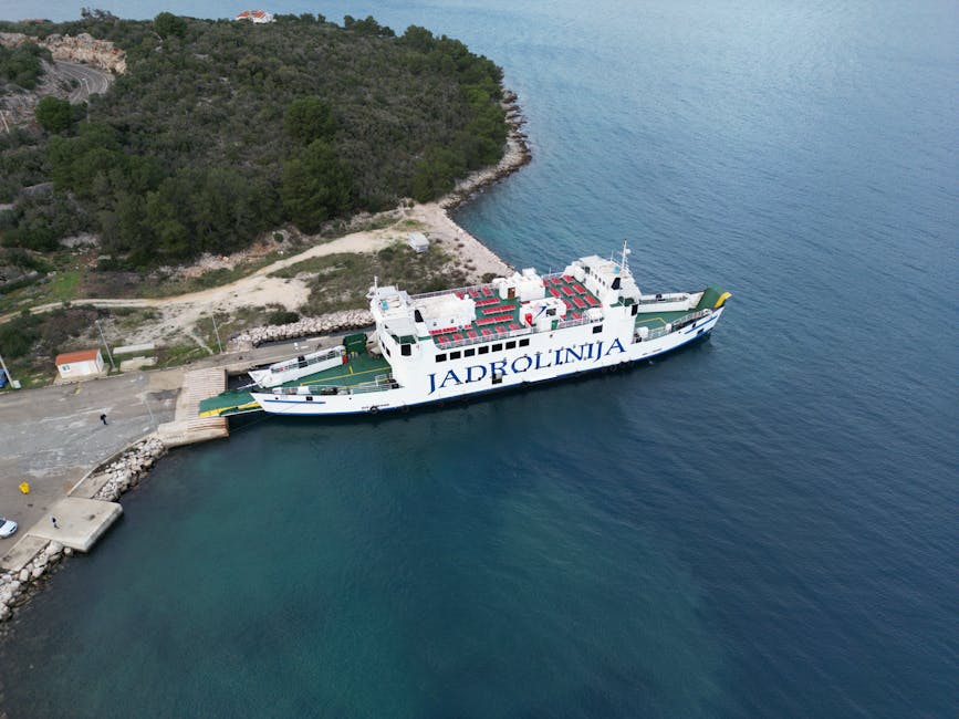 Ferry docking at Zadar Riva port at noon