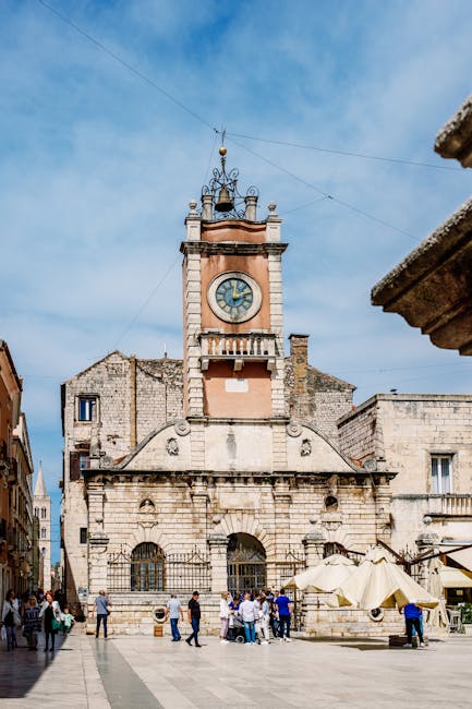 Historic Zadar city hall square at midday