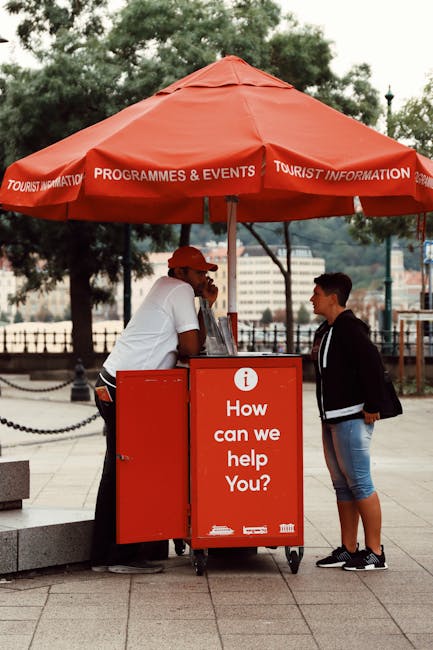 Tourist information desk in Zadar town square