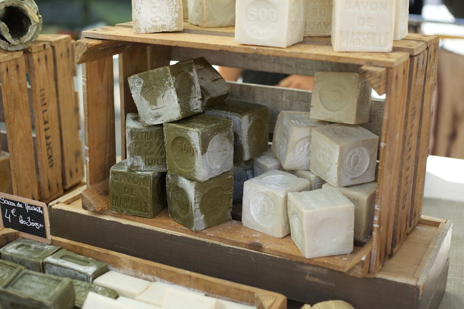 Bancarella di saponi artigianali a Zadar, saponi all'olio d'oliva