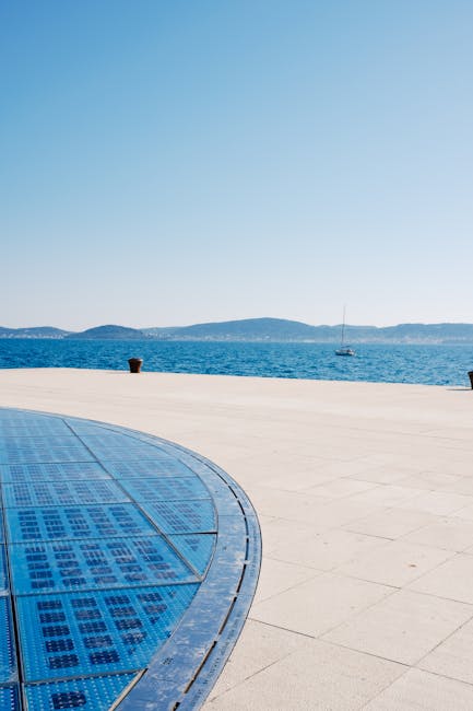 Greeting to the Sun panels at dusk on Zadar Riva