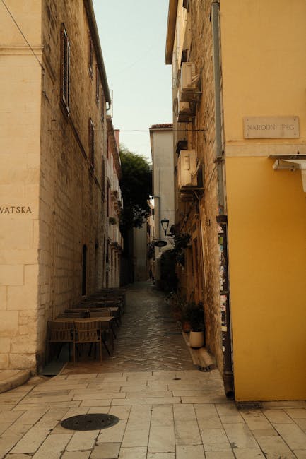 Golden hour alleyway in Zadar old town