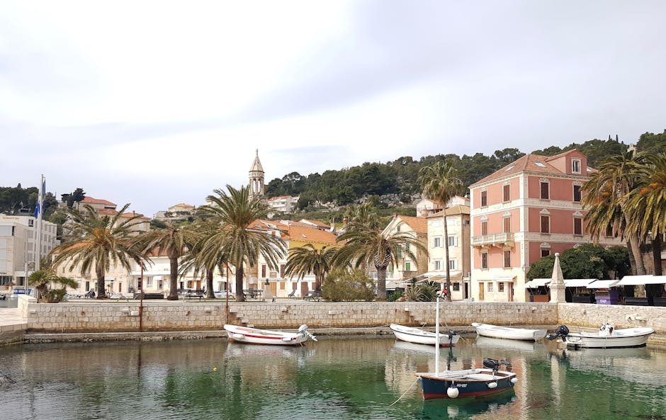 Morning scene on Hvar Riva with bicycles