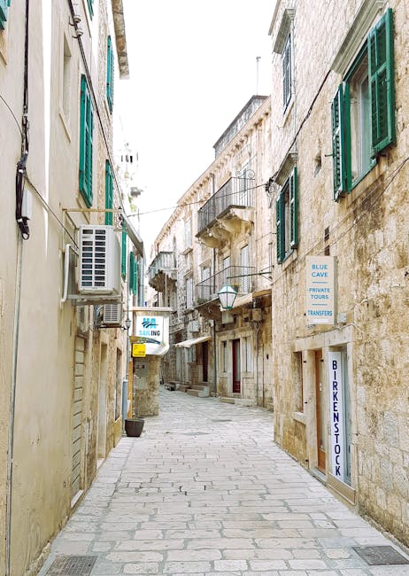 Narrow stone street in Hvar Town