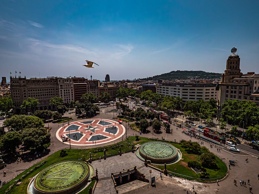 Aerobús arriveert op Plaça de Catalunya