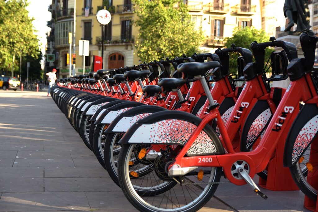 Bicing‑Station mit öffentlichen Leihfahrrädern