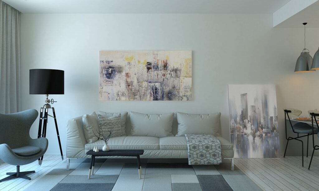 Wohnzimmer eines Apartments mit Balkon im Eixample