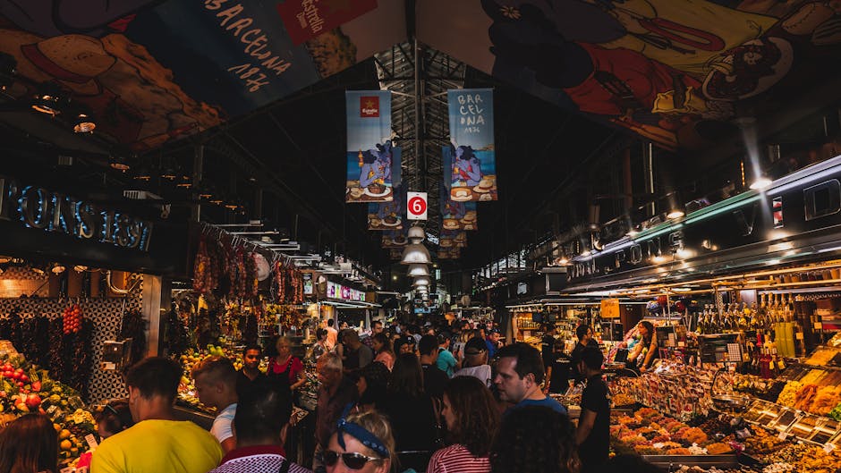 Fresh produce stalls at a Barcelona market, handy for gluten-free shopping