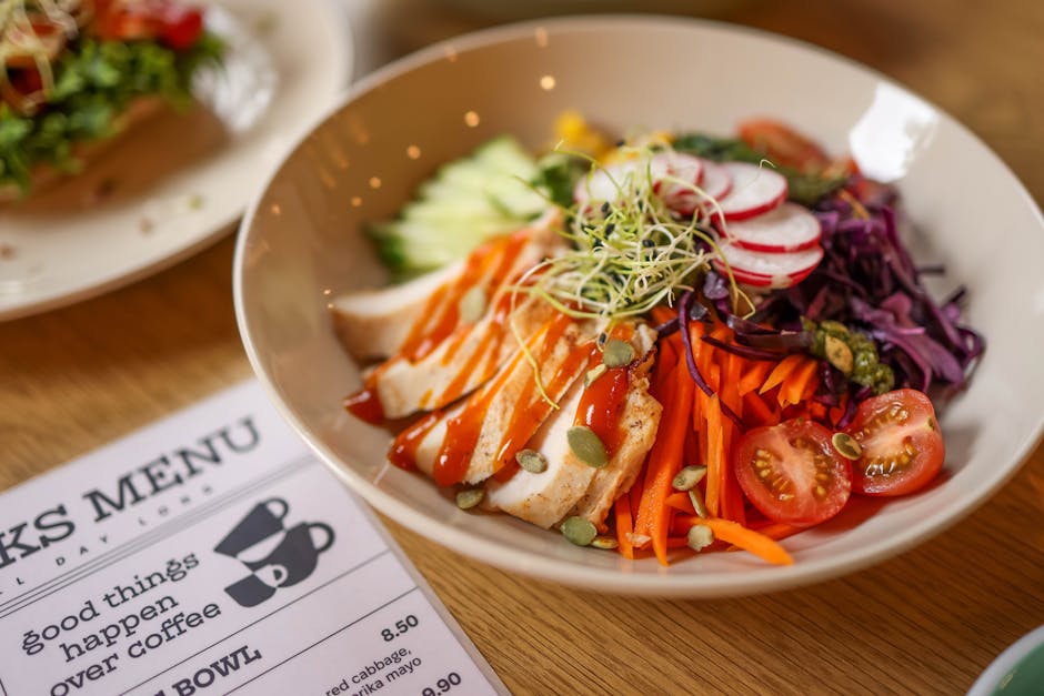Modern healthy restaurant bowl