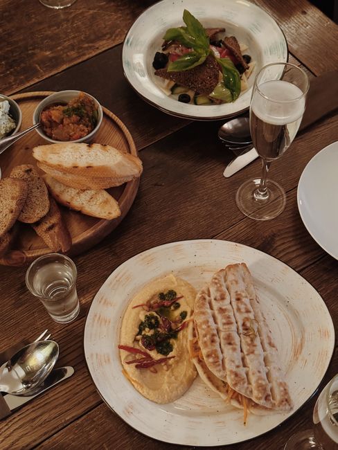 Rustic vegetarian bistro table setting