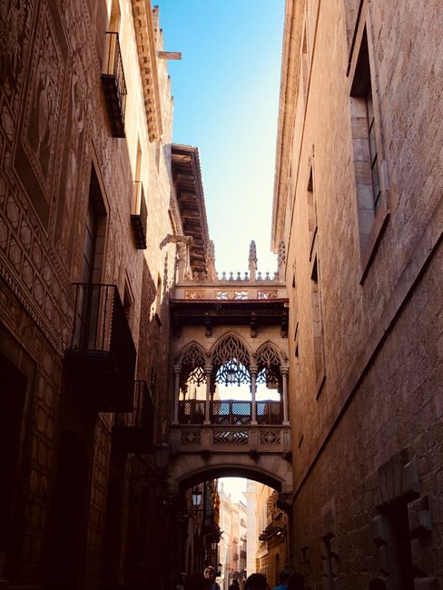 Gotische wijk van Barcelona op een winterochtend