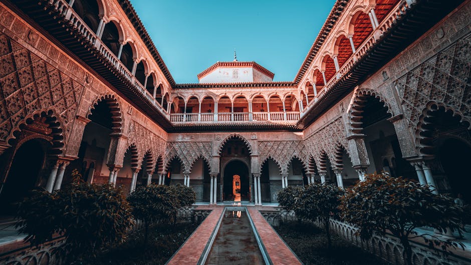 Cortile e giardini del Real Alcázar di Siviglia, vista dettagliata