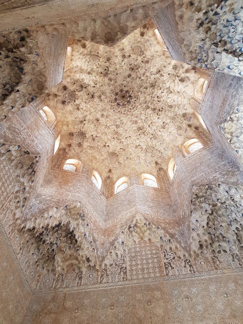 Detailed muqarnas ceiling pattern in a Nasrid hall