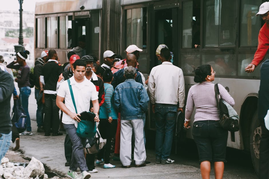 Boarding an urban bus in Granada