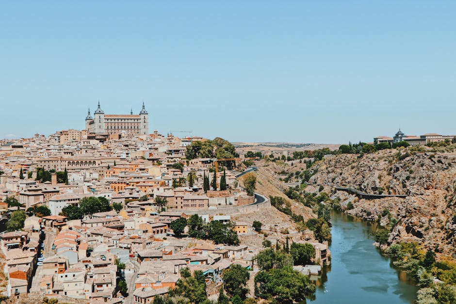 Terrace view from the Parador de Toledo over the Tagus valley