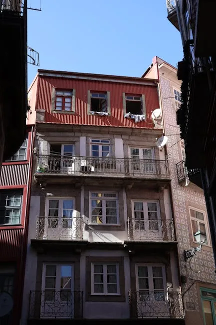 Balcony view over narrow Ribeira streets and old houses