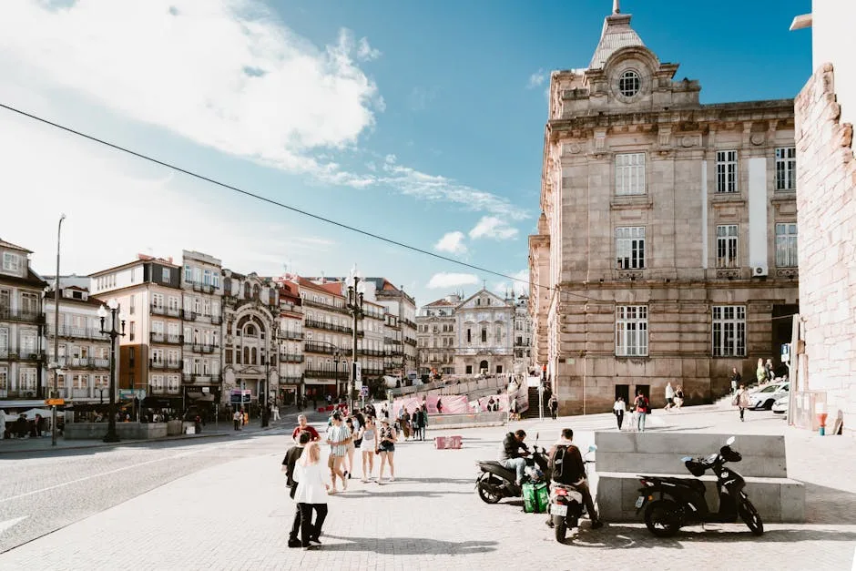 Walking uphill to São Bento station street view