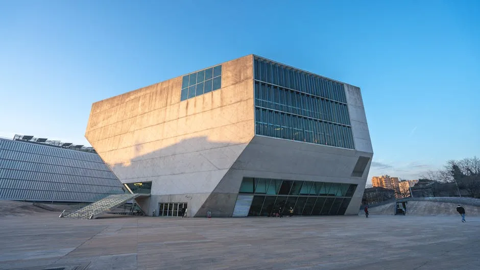 Casa da Música modern concrete building and wide plaza in Porto
