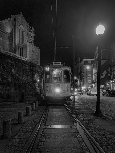 Historic wooden tram on Porto's Ribeira riverfront