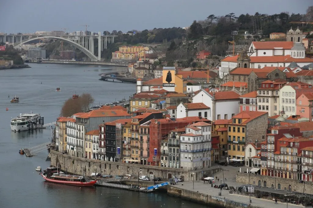 Porto skyline over the Douro River at sunset