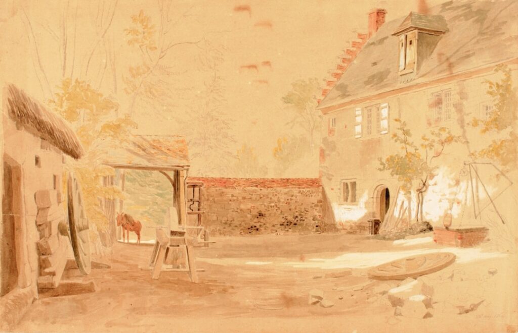 Kleines Dorf und Quinta‑Hof mit Olivenbäumen