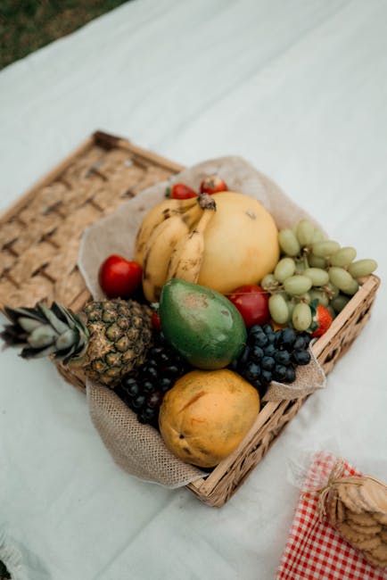 Fresh Madeira fruit picnic by the sea