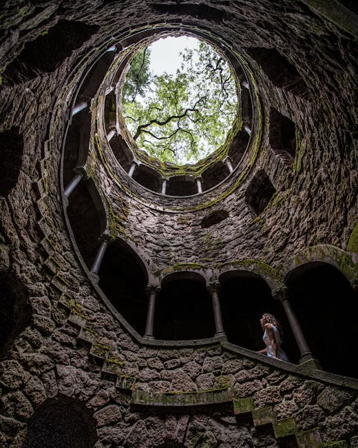 Initiationsbrunnen mit Wendeltreppe in der Quinta da Regaleira