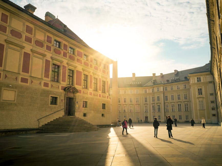 Historic university courtyard in the morning light