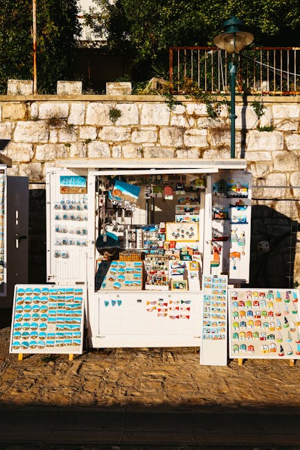 Souvenirverkäufer und Stände auf der Praça 8 de Maio in Coimbra