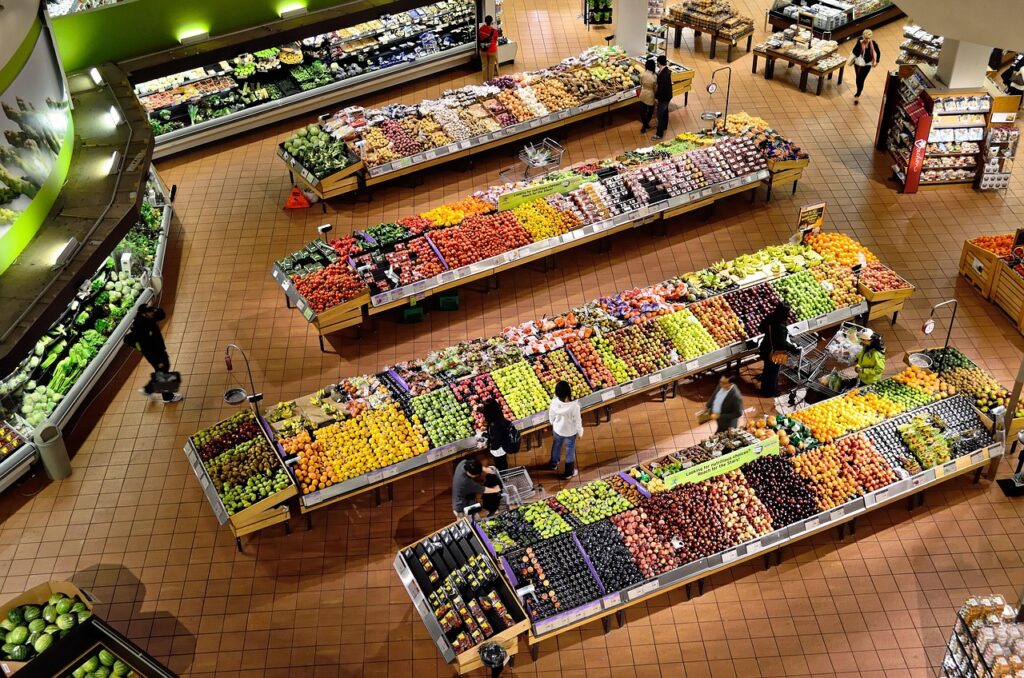 Supermarket gluten-free aisle shelves at Continente in Coimbra