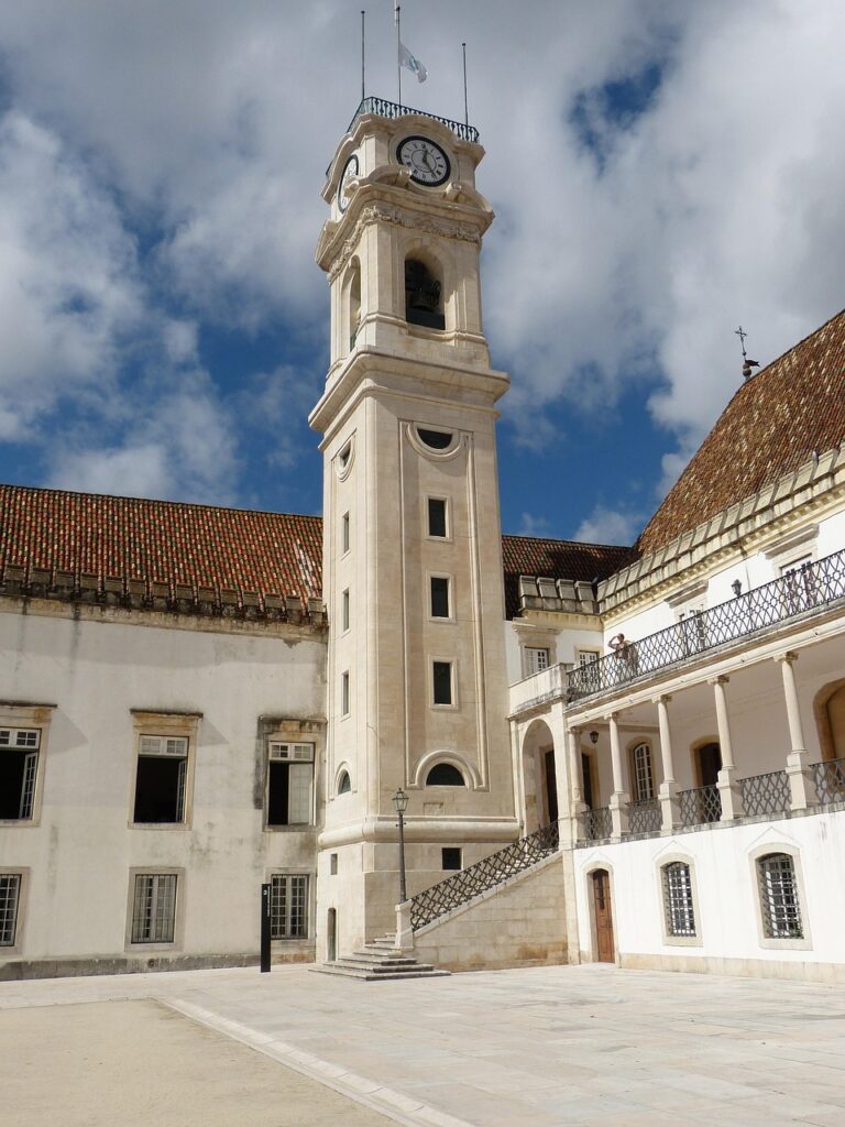 Interior stone staircase of the university tower