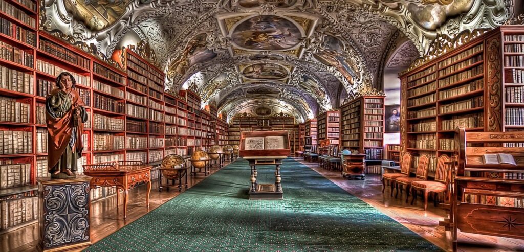 Interior of the baroque Biblioteca Joanina