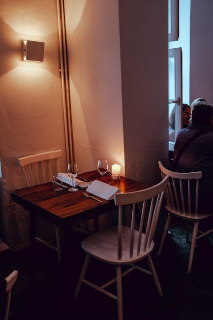 quiet cozy restaurant courtyard with candlelight