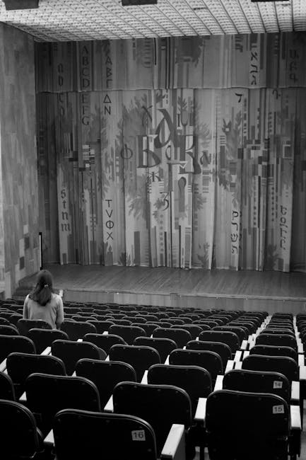 Cricoteka theatre stage in black and white