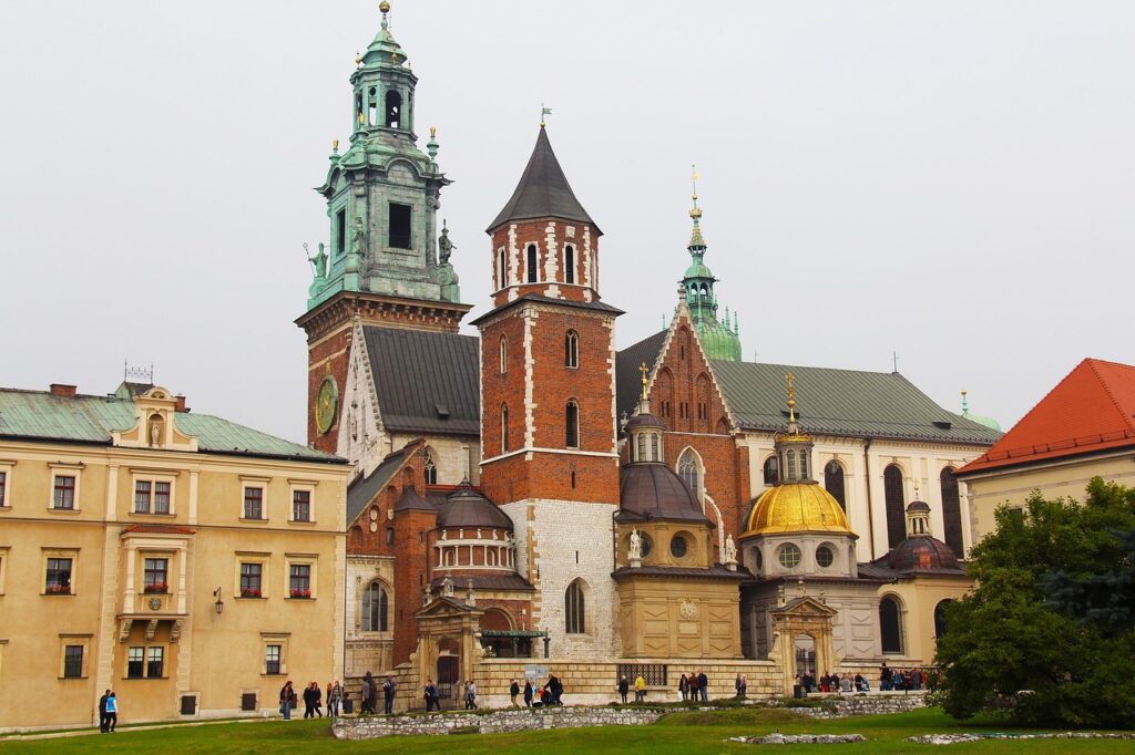 Wawel Castle interior with royal chambers and tapestries