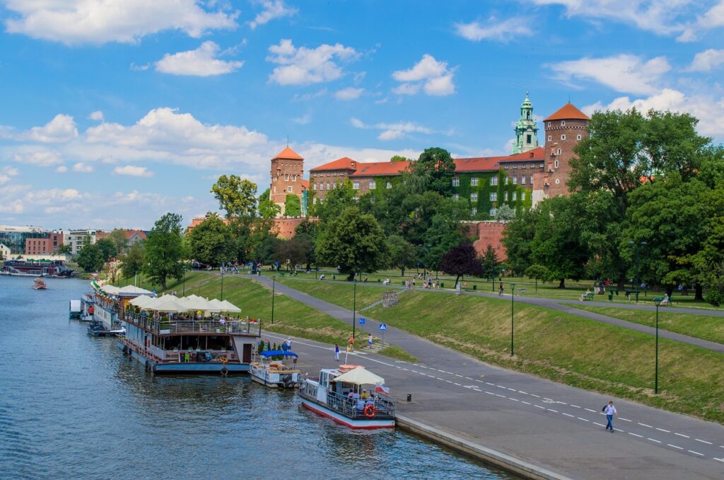 Wawel Castle and Vistula at sunset