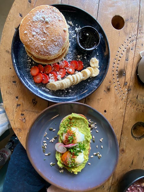 Avocado toast and vegan pancakes breakfast at Lokal Vegan Bistro